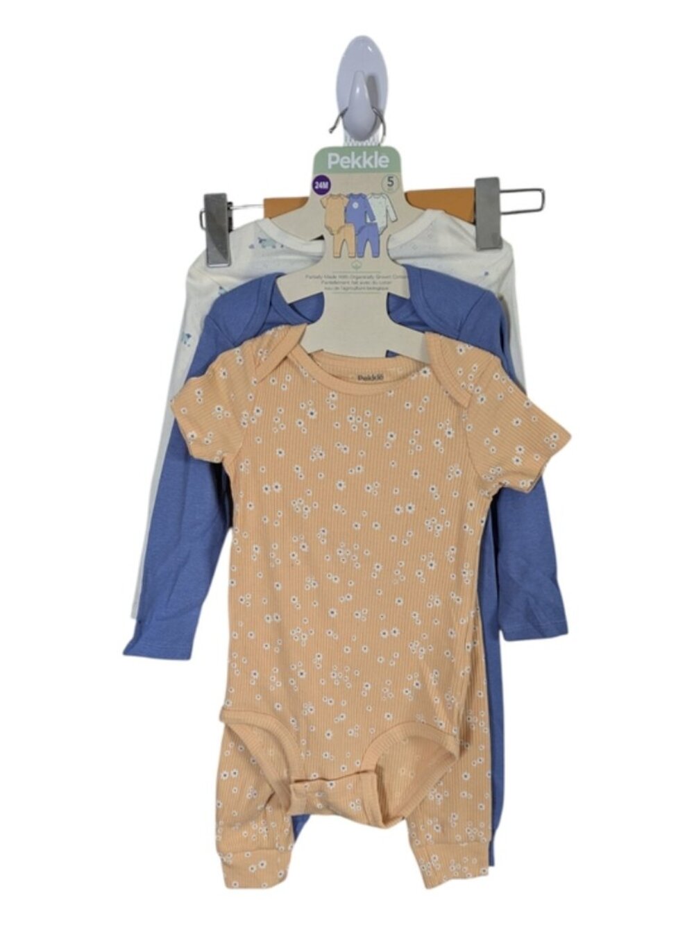 Pekkle 5 Piece‎ Set Size 24 Months Cream, Peach and Purple Organic Cotton NWT